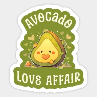 Avocado Love Affair: A Kawaii Love Affair Blossoms Sticker